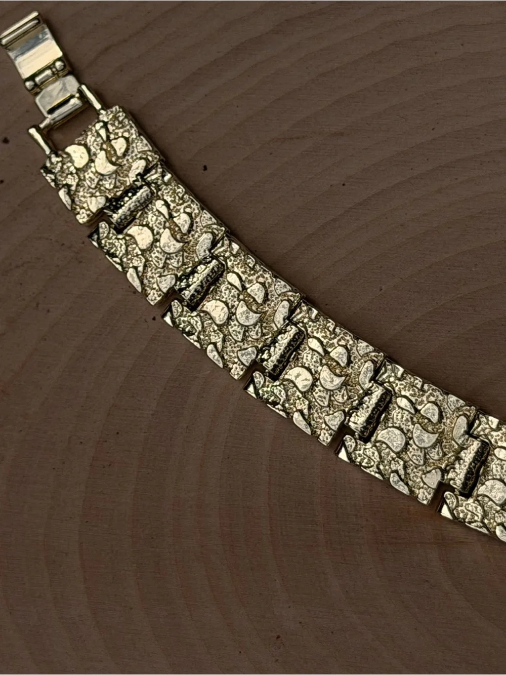 Gold Textured Link Bracelet - Men Accessories Jewelry